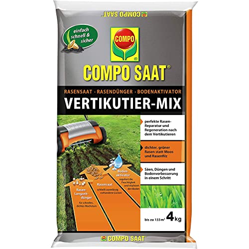 COMPO SAAT Vertikutier-Mix, Rasensamen, Rasendünger und Bodenaktivator, 4 kg,...