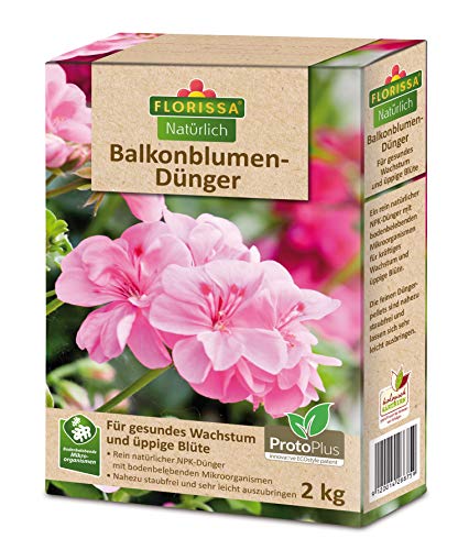 Florissa Natürlich BIO Balkonblumen Dünger | für Surfinien, Geranien und...