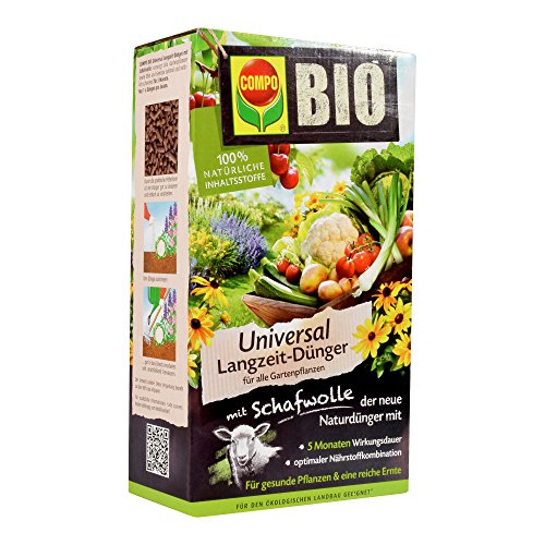 Compo Bio Universal Langzeit-Dünger mit Schafwolle für alle Gartenpflanzen, 5...