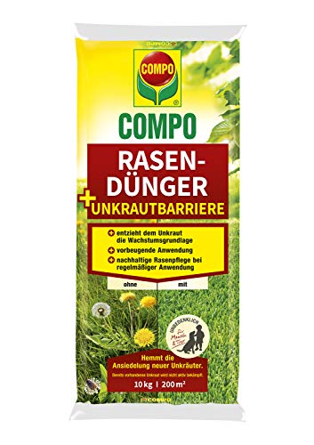 COMPO Rasendünger + Unkrautbarriere,Vorbeugende und nachhaltige Rasenpflege,...