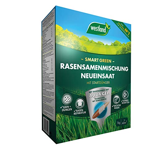 Westland Smart Green Rasensamenmischung Neueinsaat, 1 kg, 40 m² – Rasensamen...