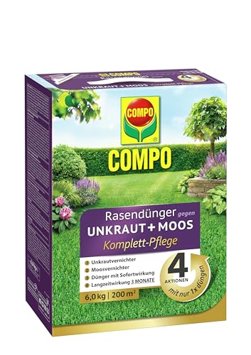COMPO Rasendünger gegen Unkraut + Moos Komplett-Pflege - optimale...