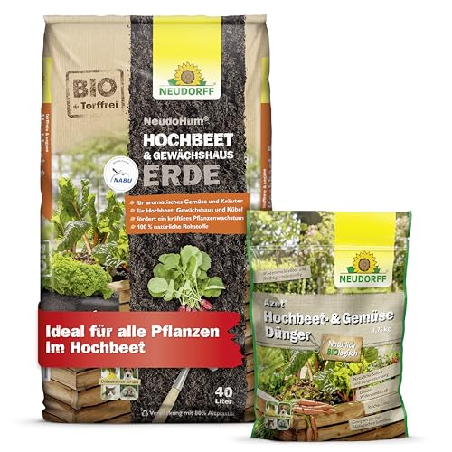 Neudorff Hochbeet-Set – Bio Hochbeetdünger und Torffreie Hochbeeterde für...