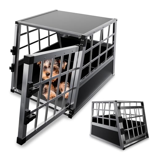Juskys Alu Hundetransportbox M - 69x54x51 cm - Auto Hundebox robust &...