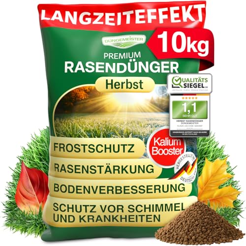 DÜNGEMEISTER Herbst Rasendünger – mit Langzeitwirkung und KaliumschutzPlus...