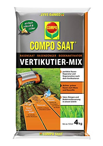 COMPO SAAT Vertikutier-Mix, Rasensamen, Rasendünger und Bodenaktivator, 4 kg,...