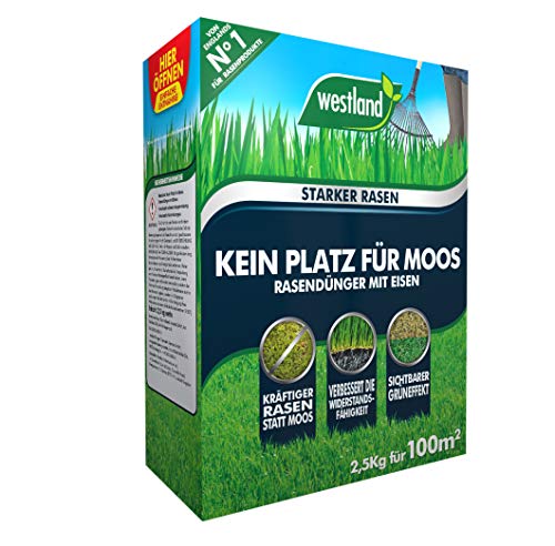 Westland Kein Platz für Moos, 2,5 kg, 100 m² – Rasendünger mit Eisen für...