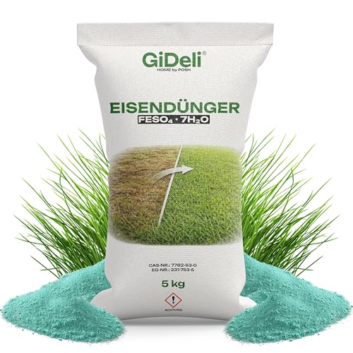 GiDeli Eisendünger 5kg - Rasen Eisen zur Moosbekämpfung - Ein Kilogramm reicht...