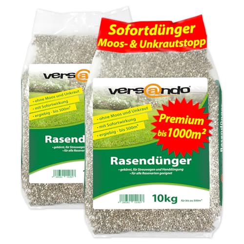 versando 20kg Rasendünger Herbst bis 1000m²: verdrängt Moos und Unkraut für...