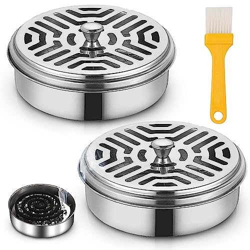 Mückenspirale Halter Box, 2 Stück Mückenspulenhalter mit Deckel, Edelstahl...