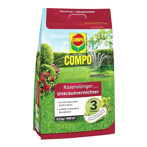 COMPO Rasendünger mit Unkrautvernichter, 3 Monate Langzeitwirkung,...