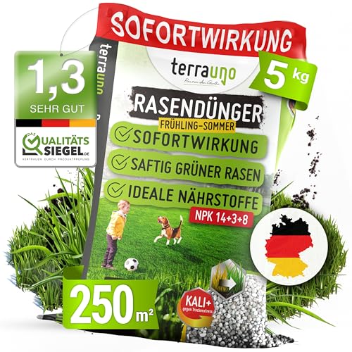 TerraUno Rasendünger Frühjahr/Sommer I Sofortwirkung für saftiges grün I 5...