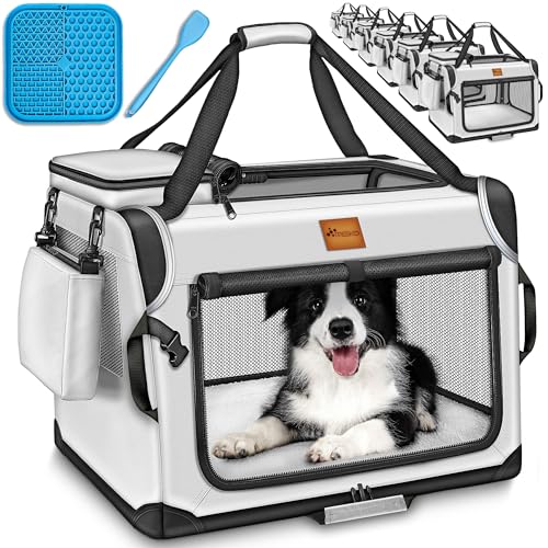 TRESKO® Hundebox faltbar inkl. Leckmatte, Spatel & Reflektoren M 61x42x42cm |...