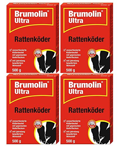 Brumolin Ultra Rattenköder 4x500 gr, Rattengift, Rattenportionsköder,...