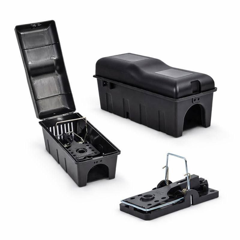 Rattenfalle Set – 2× Rattenköderbox & 2× Schlagfalle | Sichere...