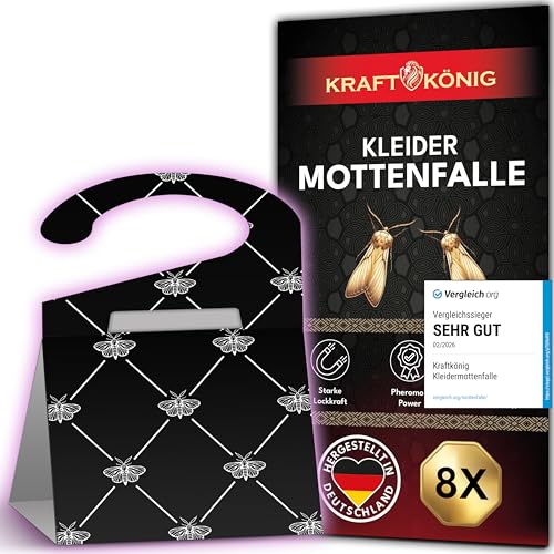 KRAFTKÖNIG Kleidermottenfalle VERGLEICHSSIEGER – 8X Premium Mottenschutz für...