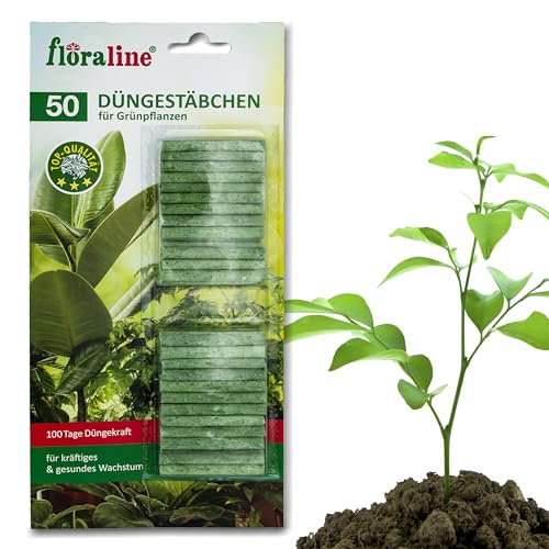 floraline® | 50x Grünpflanzen - Düngestäbchen | pro Stäbchen: Dünger für...