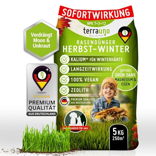 TerraUno – Herbstrasendünger mit Sofort- & Langzeitwirkung - 5 kg für 250...