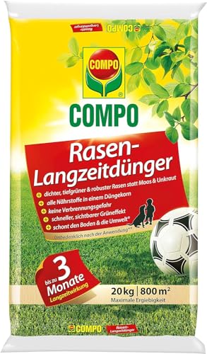 COMPO Rasen-Langzeitdünger, 3 Monate Langzeitwirkung, Rasendünger,...