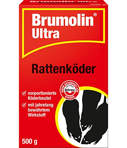 Brumolin Ultra Rattenköder, vorportionierte Köderbeutel gegen Ratten, 500 g