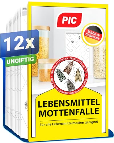 PIC Lebensmittelmotten Falle - 12 Lebensmittelmottenfallen - Mottenfalle mit...