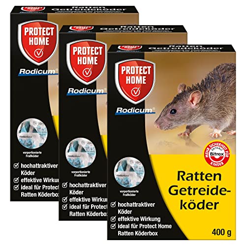 Protect Home Rodicum Ratten Getreideköder 3X 400 g - Zuverlässige Wirkung...