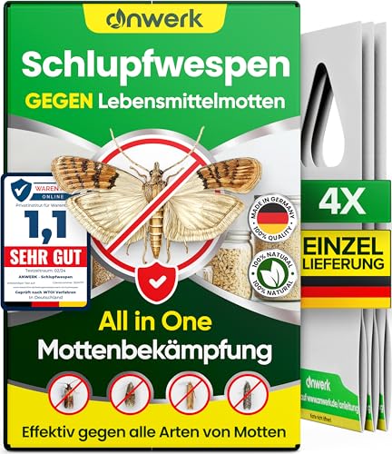 anwerk® Schlupfwespen gegen Lebensmittelmotten - 4 Karten à 1 Lieferung -...