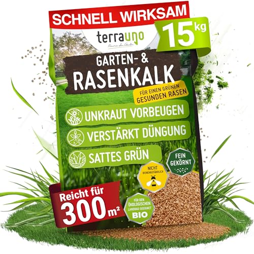 TerraUno Rasenkalk Frühjahr & Herbst, bei Moos und Unkraut im Rasen, verstärkt...