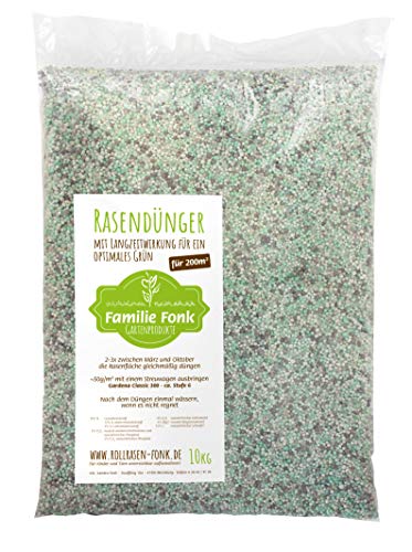 Rasendünger 10kg für 200m² | vom Rollrasen-Produzenten Fonk | Langzeitwirkung...