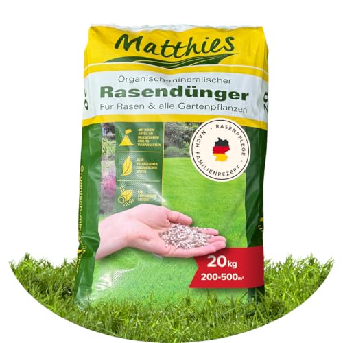 Matthies Rasen Volldünger 20kg für 200-500 m², Langzeit Gartendünger für...
