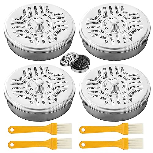 Mückenspirale Halter,4 Stück Mückenspirale Behälter Mit 4 Bürsten,Moskito...