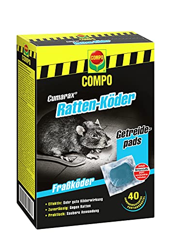 COMPO Cumarax Ratten-Köder, Rattengift, Getreidepads, Fraßköder für...