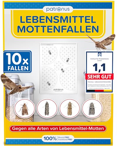 Patronus Lebensmittelmotten-Falle [10 Stück Vorteilspack] - Mottenfalle gegen...