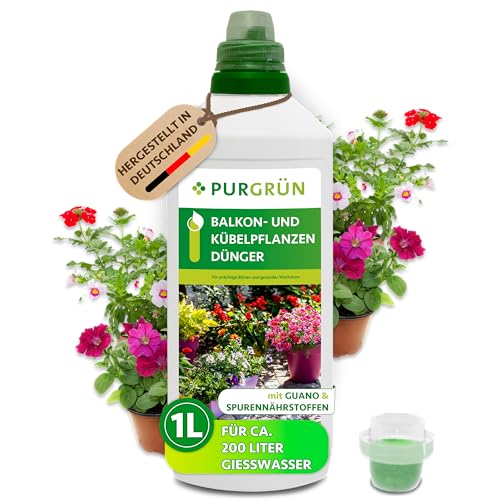 Purgrün® Balkon- und Kübelpflanzendünger 1 Liter – Mit Guano für...