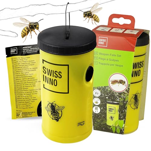 SWISSINNO Wespenfalle mit Lockstoff – Wiederverwendbare Falle inkl....