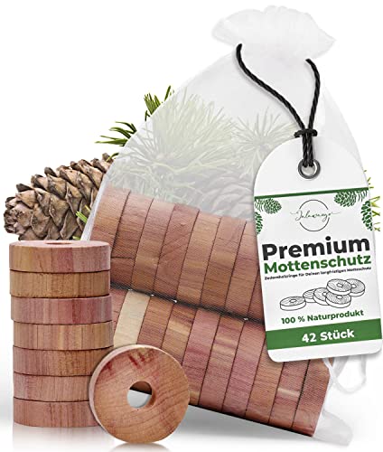 Natürlicher Mottenschutz aus Zedernholz| 42 Mottenringe |Premium Bio...