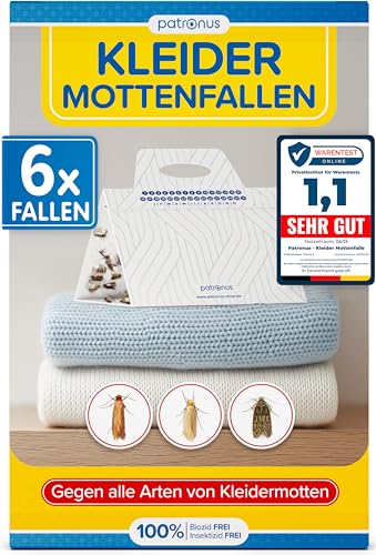 Patronus Kleidermottenfalle [6 Stück] - effektiver Mottenschutz für...