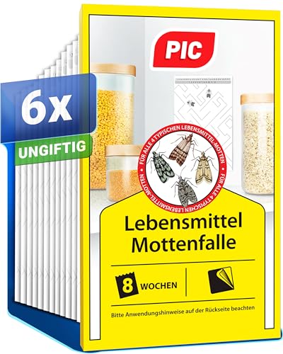 PIC Lebensmittelmotten Falle - 6 Lebensmittelmottenfallen - Mottenfalle mit...