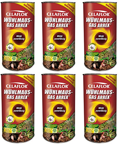 6 x 250 g Celaflor Wühlmaus-Gas Arrex Maulwurf Vergrämungs Vertreibungsmittel