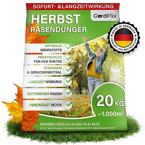 Herbstrasendünger Langzeitwirkung 20kg Sack für 1000qm² Rasendünger...