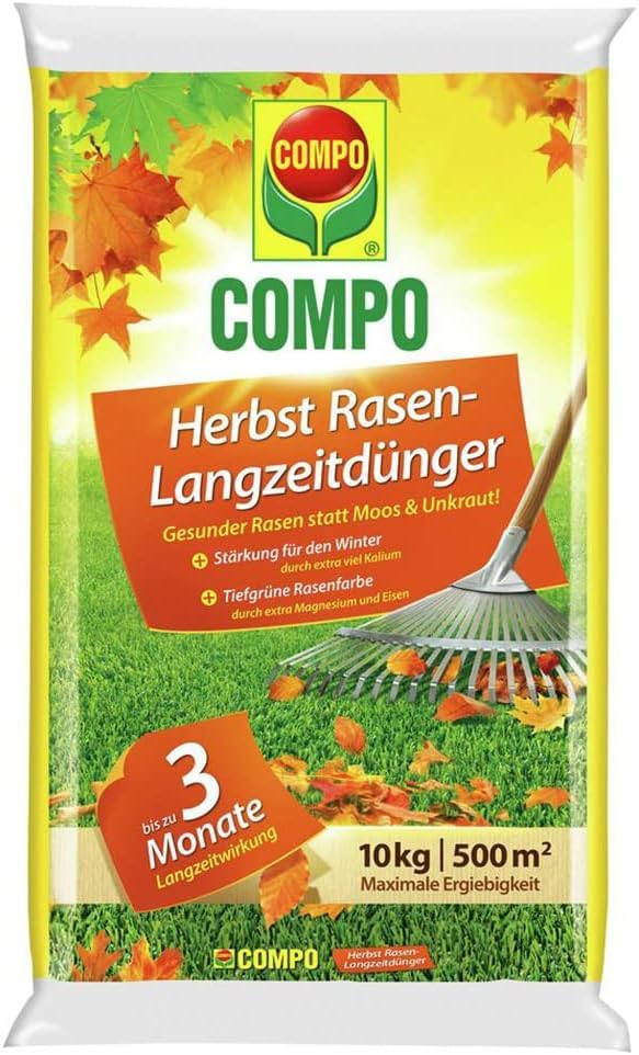 COMPO Herbst-Rasen Langzeit-Dünger, Rasendünger, 3 Monate Langzeitwirkung,...