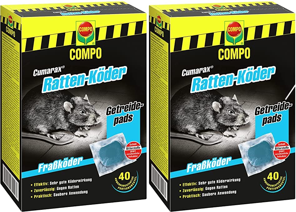 Ayursana Compo Cumarax Ratten-Köder | 2er Pack | 2 x 40 Beutel (2 x 400g) |...